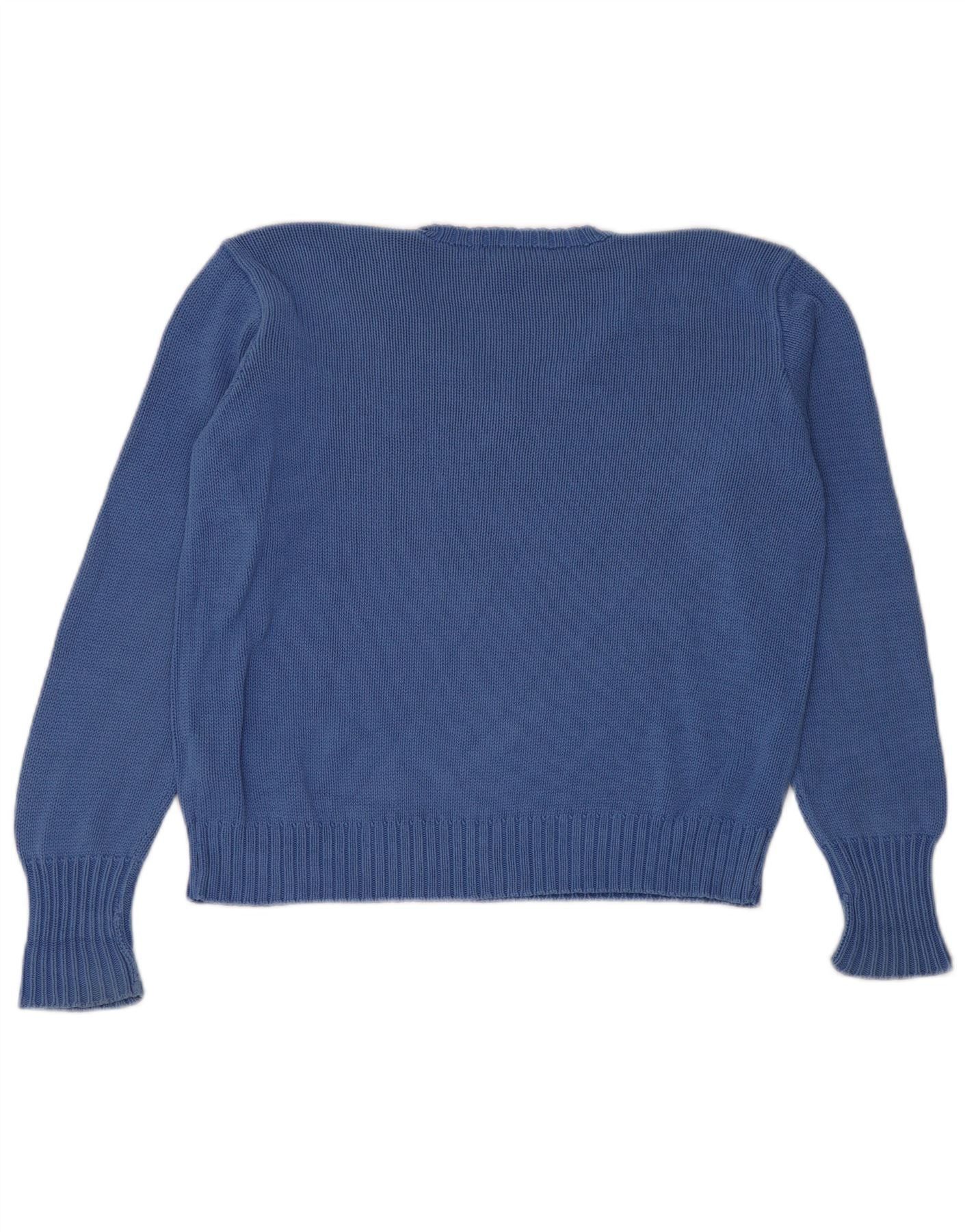 Ralph Lauren Womens Crop Overd V-Neck Jumper Sweater UK 14 Medium Blue Size XL / US 12-14 / IT 48-50 - 2 Thumbnail