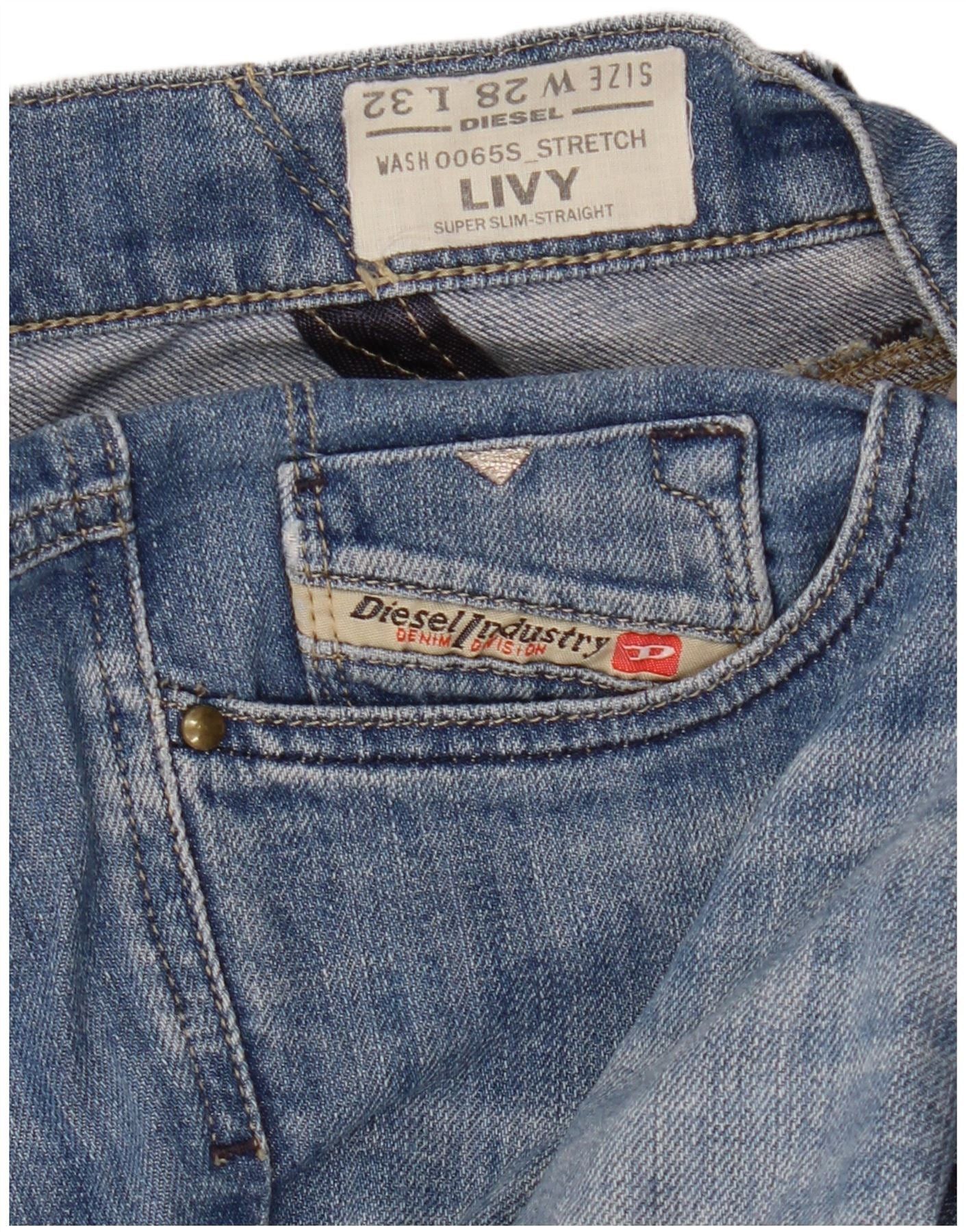 Diesel Womens Livy Super Slim Straight Jeans W28 L32 Blue Cotton Size 42" / US 20 - 3 Thumbnail