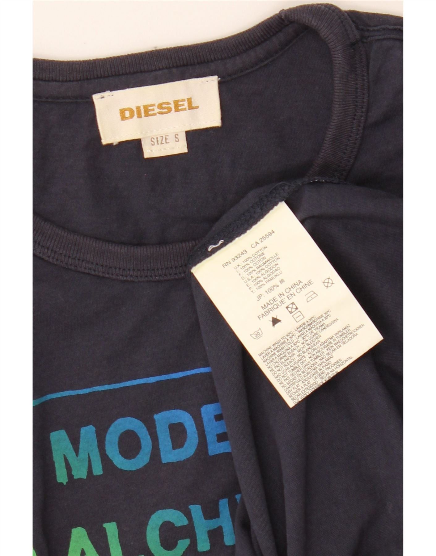 Diesel Mens Graphic Top Long Sleeve Small Navy Blue Cotton Size US S / EU 44-46 / 1 - 4 Thumbnail