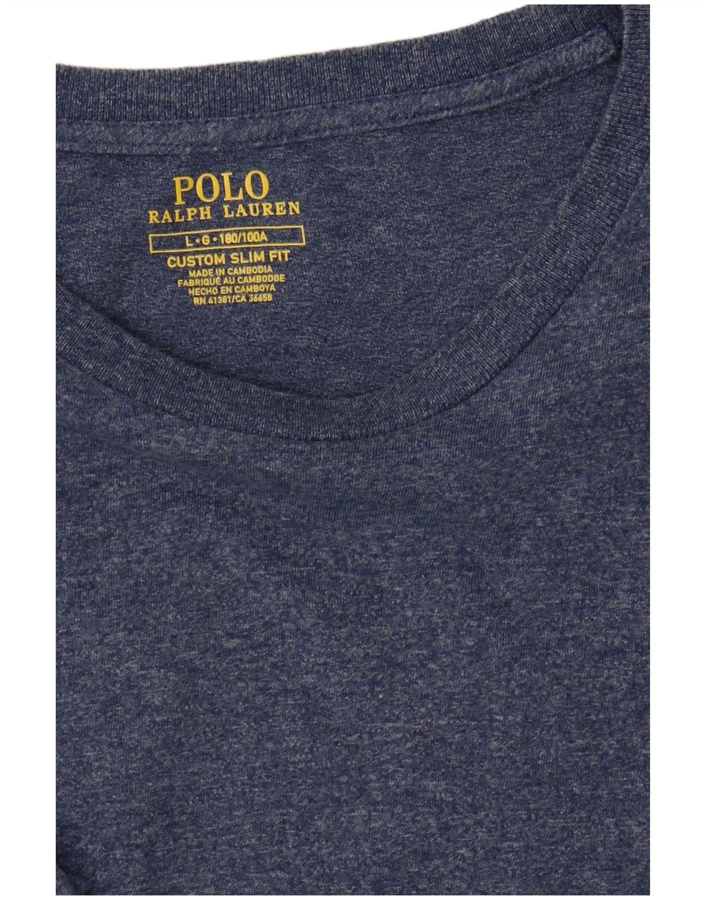 Polo Ralph Lauren Mens Custom Slim Fit T-Shirt Top Large Navy Blue Size US M / EU 48-50 / 2 - 3 Thumbnail