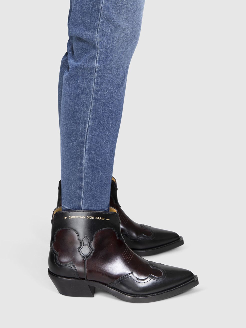 Dior Black & Brown Leather Western Ankle Boots Size US 11 / IT 41 - 2 Thumbnail