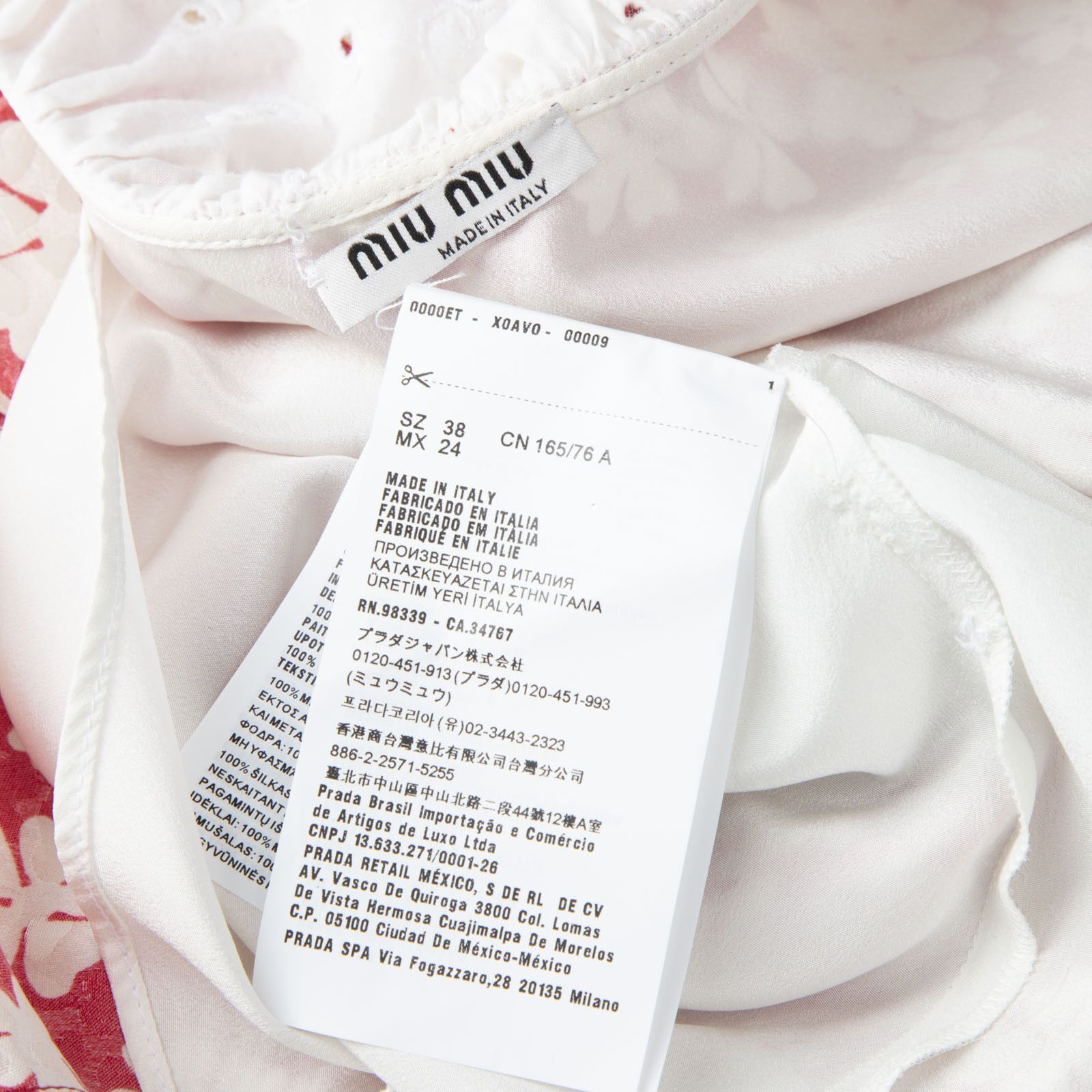 Miu Miu Red Silk Floral Mini Dress Size XS / US 0-2 / IT 36-38 - 11 Thumbnail