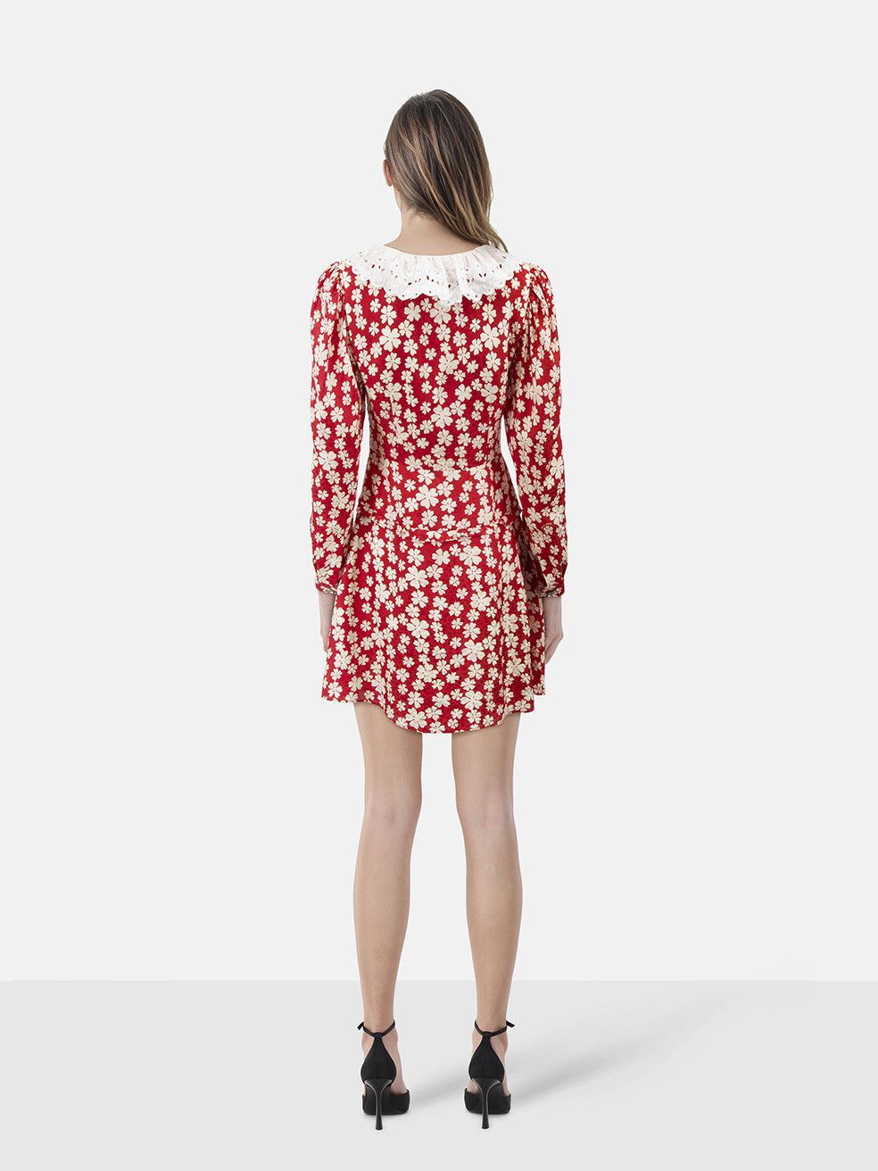 Miu Miu Red Silk Floral Mini Dress Size XS / US 0-2 / IT 36-38 - 2 Thumbnail