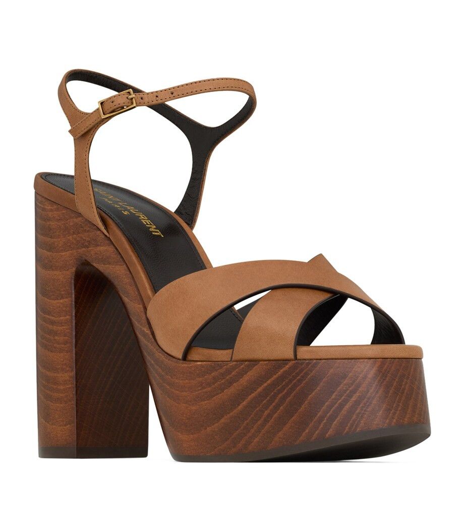 Saint Laurent Paris bianca platform sandals in smooth leather caramel Size US 10 / IT 40 - 3 Thumbnail