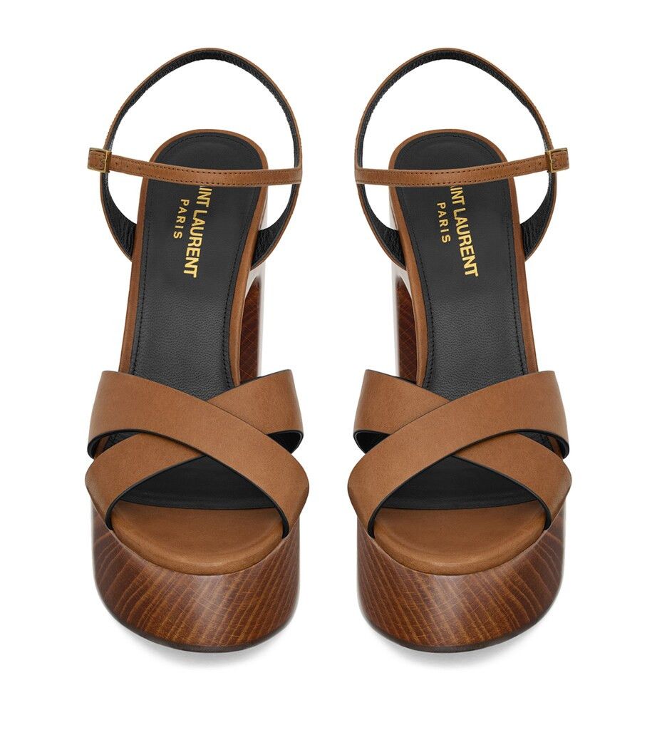 Saint Laurent Paris bianca platform sandals in smooth leather caramel Size US 12 / IT 42 - 2 Thumbnail