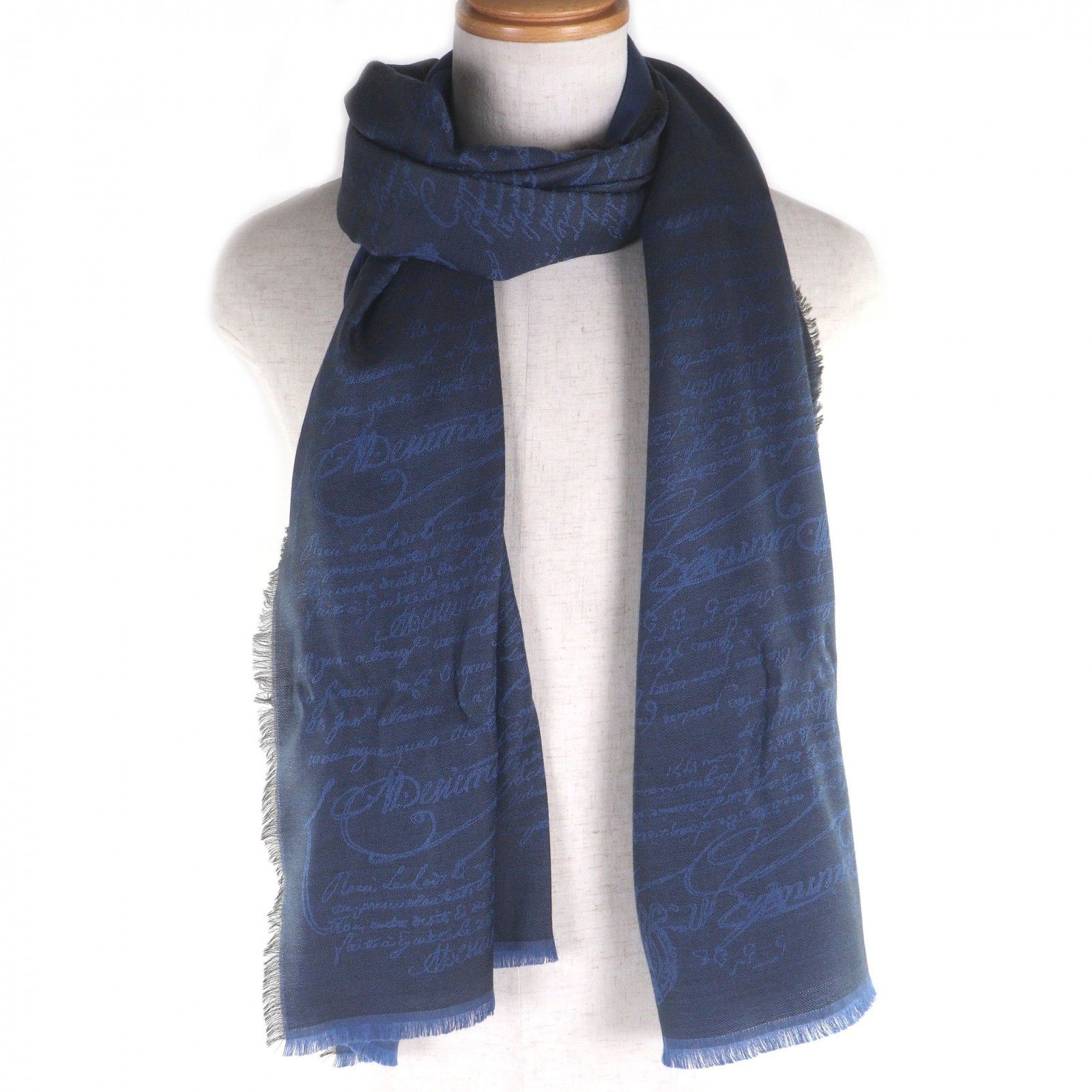 Berluti Berluti Berluti Stall Calligraphy Cashmere Silk Wool Shawl Textile Shawl DUTY FREE for USA Size ONE SIZE - 2 Thumbnail