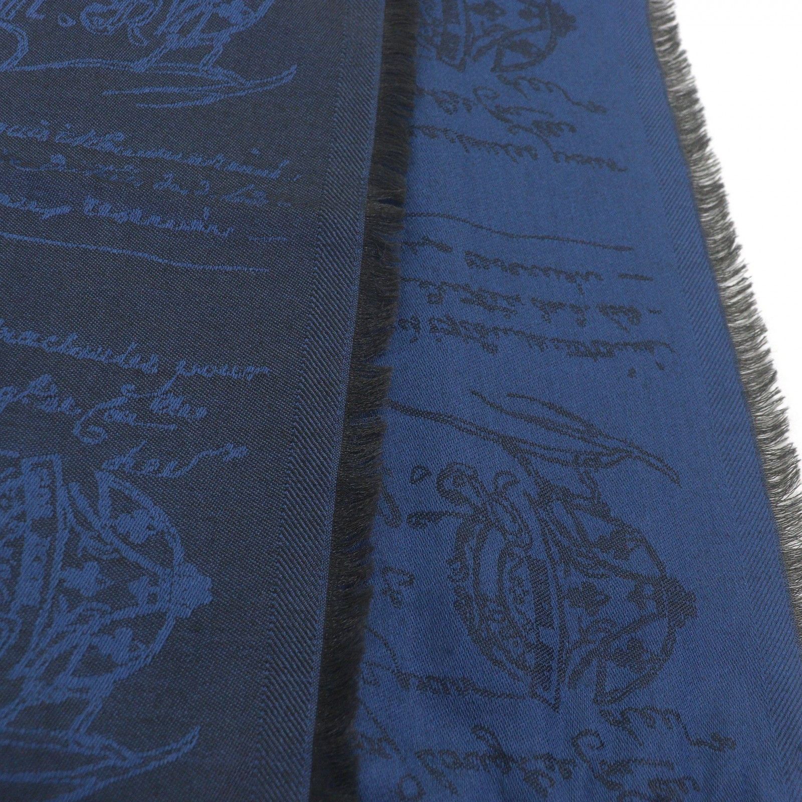 Berluti Berluti Berluti Stall Calligraphy Cashmere Silk Wool Shawl Textile Shawl DUTY FREE for USA Size ONE SIZE - 4 Thumbnail