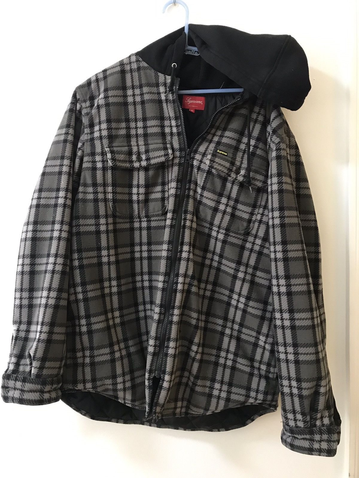 Supreme hooded plaid work shirt sales