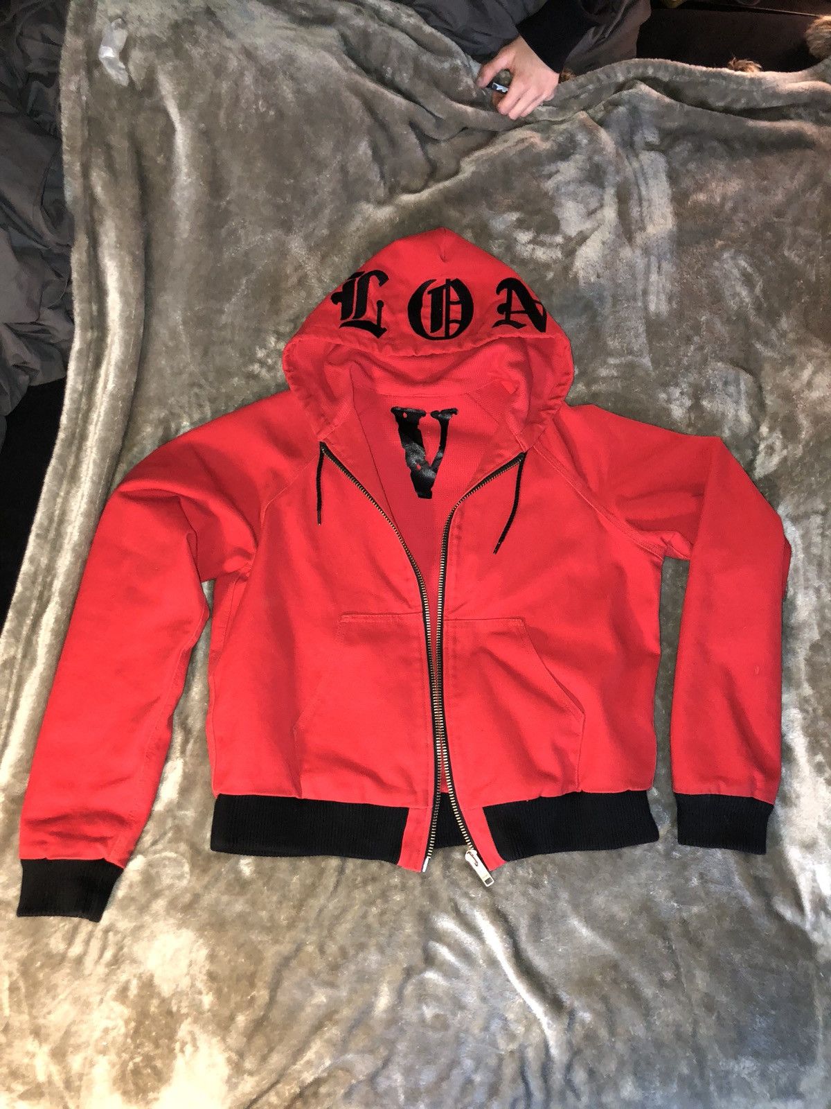 Vlone Vlone Rare Embroidered Red Zip Up Hoodie Grailed