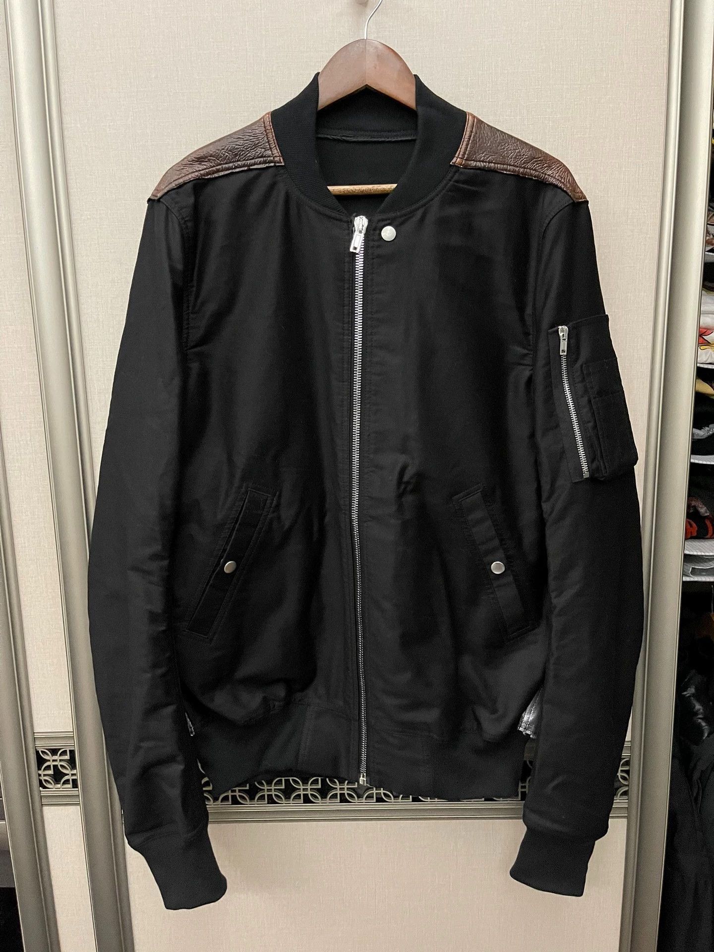 Rick Owens Multi Color Leather Panel Bomber Jacket Size US M / EU 48-50 / 2 - 2 Thumbnail