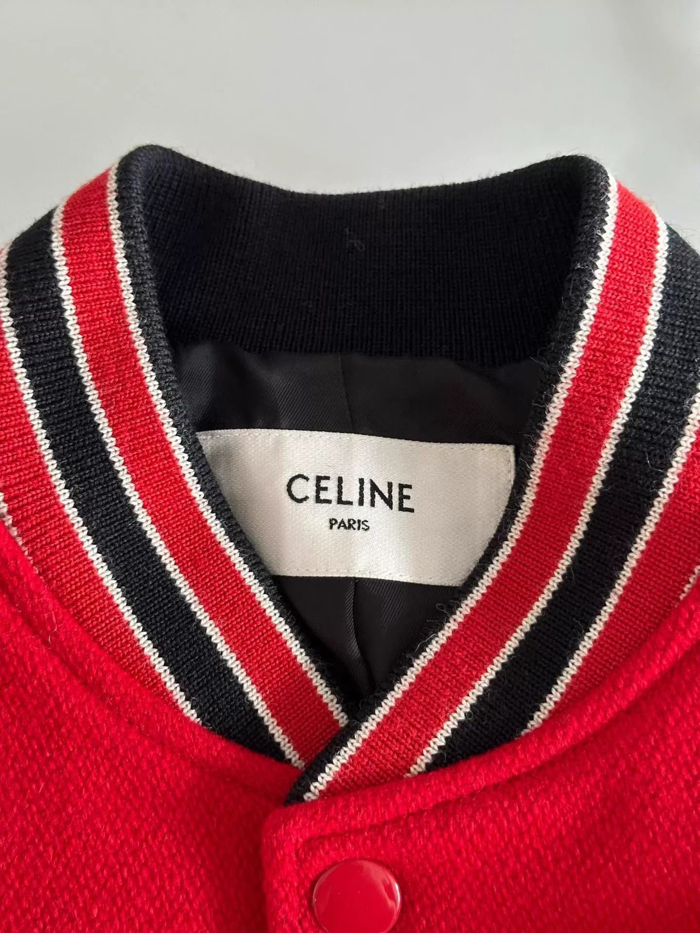 Celine Red Varsity Bomber Jacket with Contrast Sleeves Size US S / EU 44-46 / 1 - 3 Thumbnail