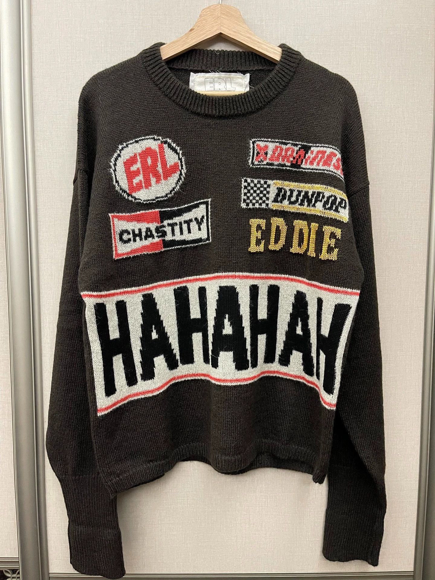 ERL Brown Graphic Knit Sweater with Logo and Text Size US L / EU 52-54 / 3 - 2 Thumbnail