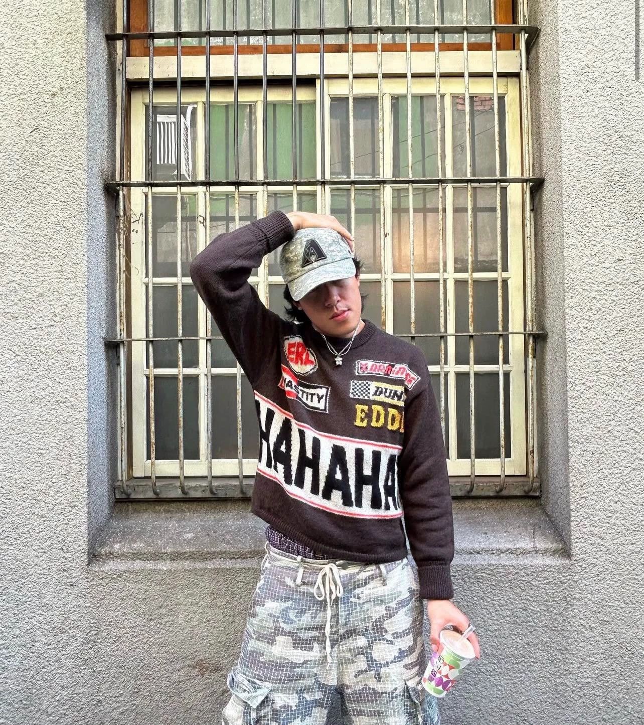 ERL Brown Graphic Knit Sweater with Logo and Text Size US L / EU 52-54 / 3 - 8 Thumbnail