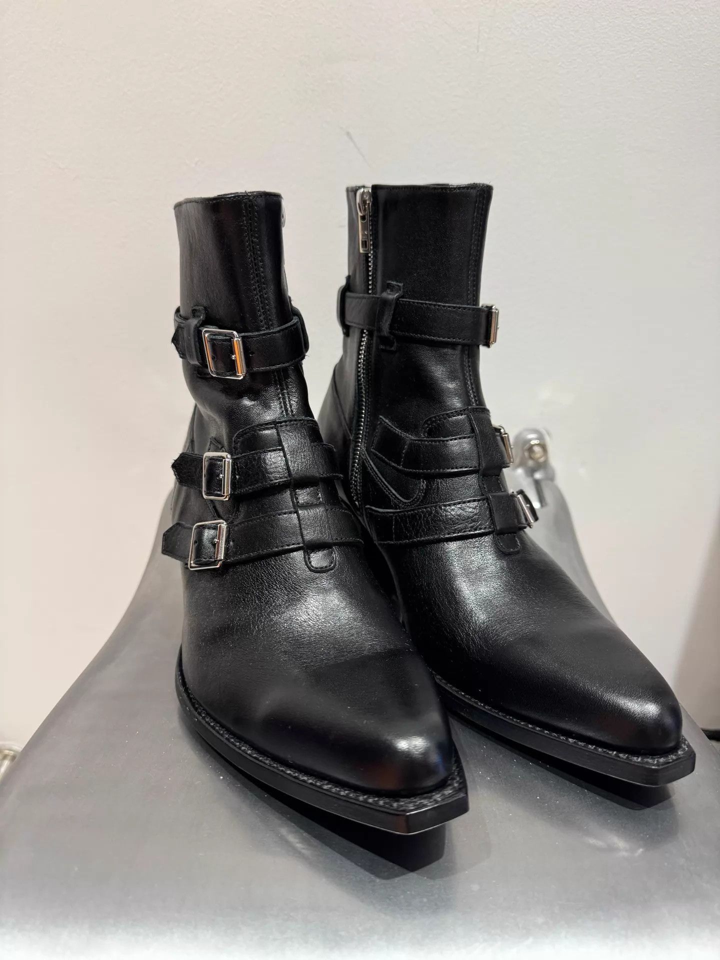 Celine Black Leather Buckle Ankle Boots Size 7 Size US 7 / EU 40 - 3 Thumbnail