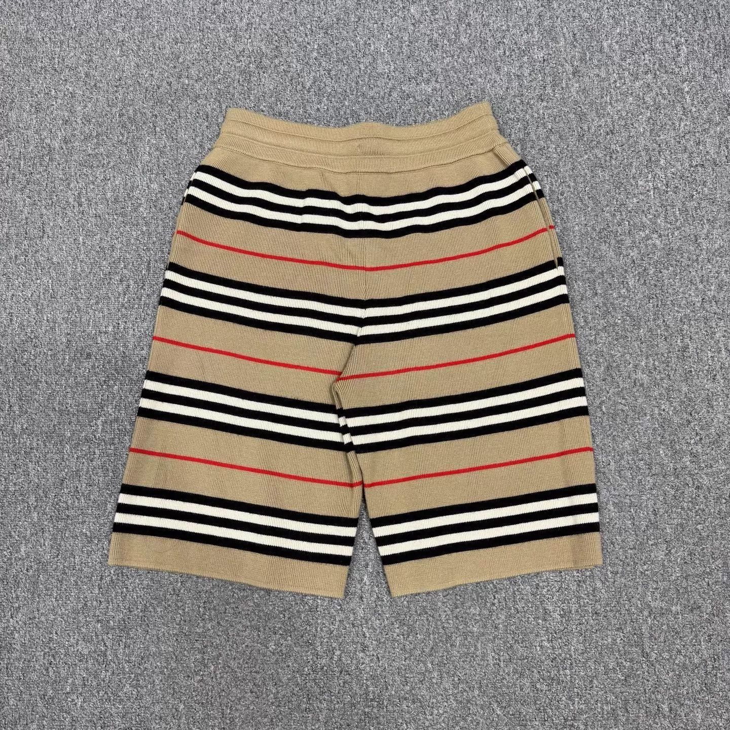 Burberry Beige Striped Knit Shorts with Drawstring Size US 34 / EU 50 - 2 Thumbnail