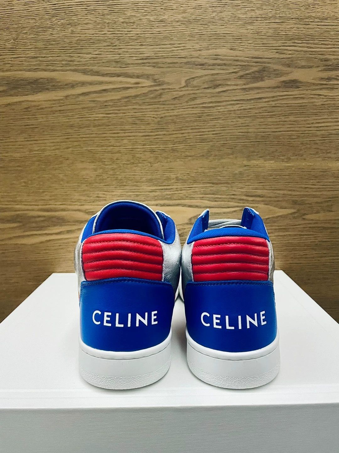 Celine Silver High-Top Sneakers with Red/Blue Accents Size US 8 / EU 41 - 6 Thumbnail