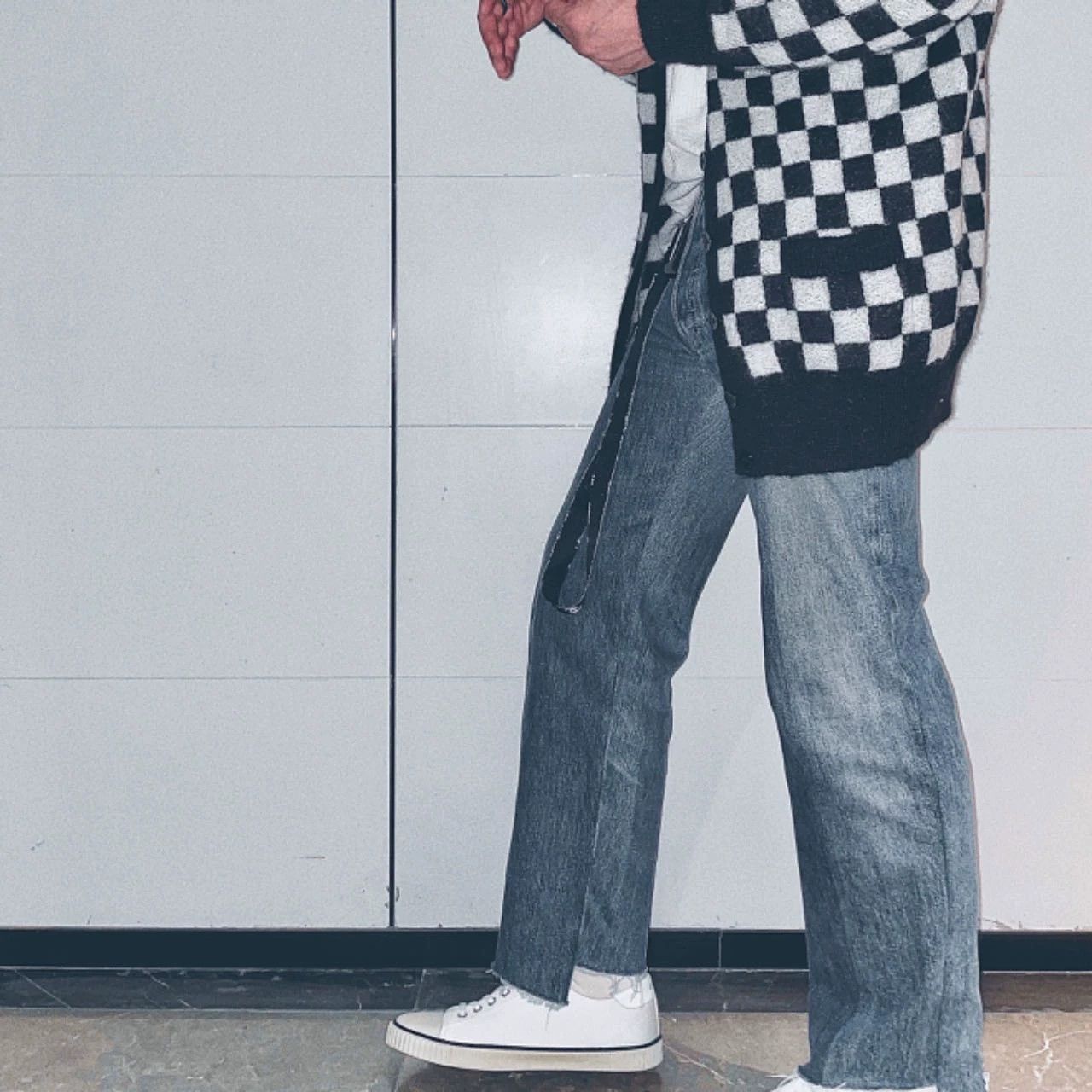 Saint Laurent Paris Checkered Open-Front Knit Cardigan Size US M / EU 48-50 / 2 - 2 Thumbnail