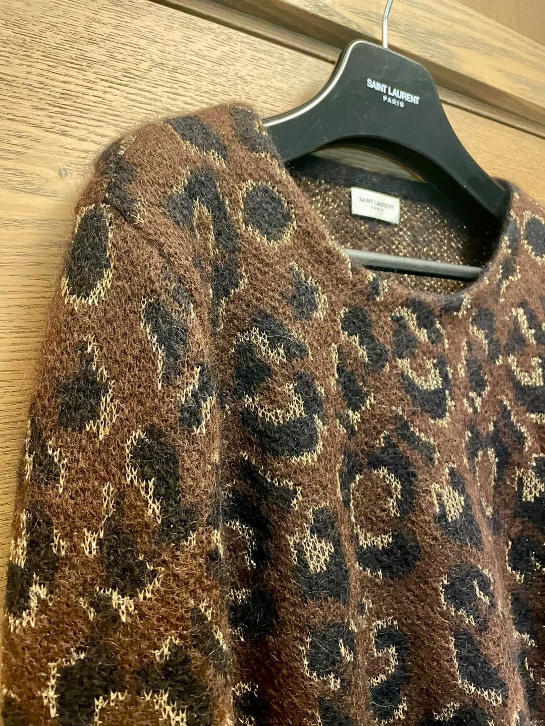 Saint Laurent Paris Brown Leopard Print Long Sleeve Knit Sweater Size US M / EU 48-50 / 2 - 3 Thumbnail