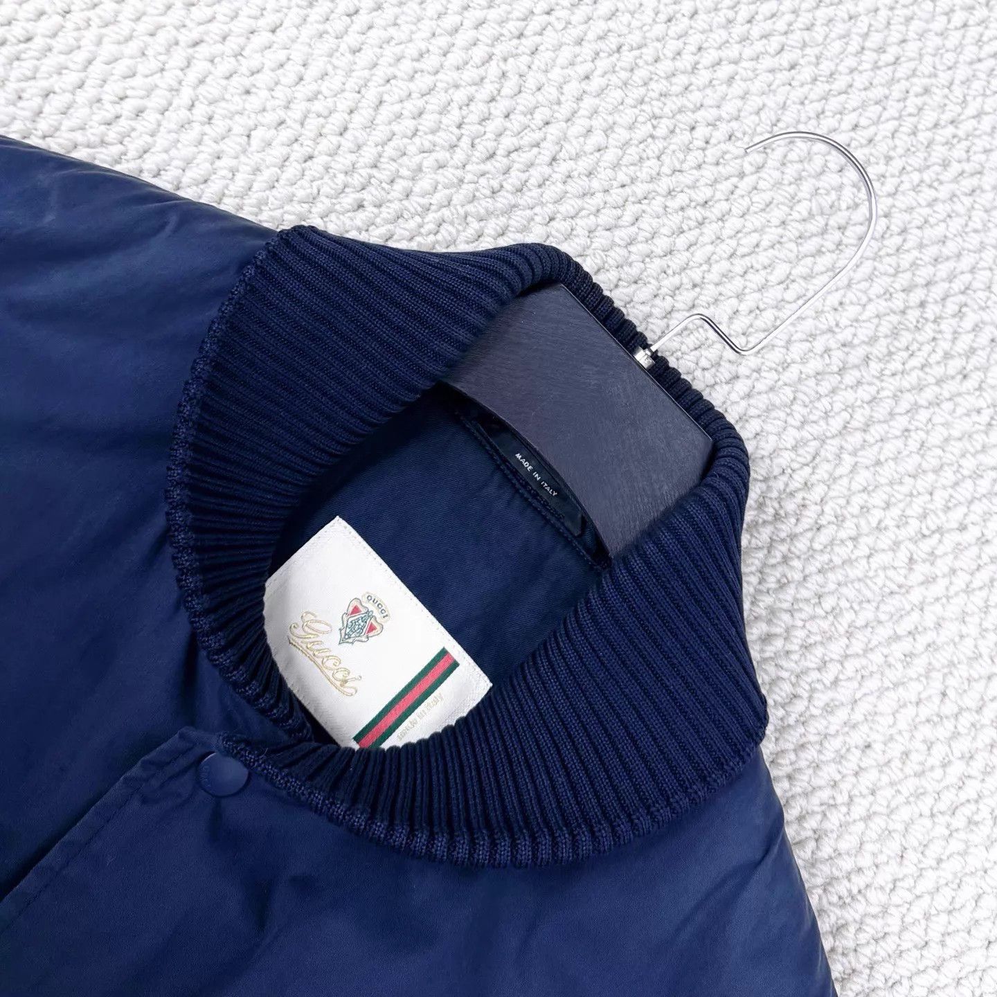 Gucci Blue Bomber Jacket with Contrast Sleeves - Size L Size US L / EU 52-54 / 3 - 3 Thumbnail