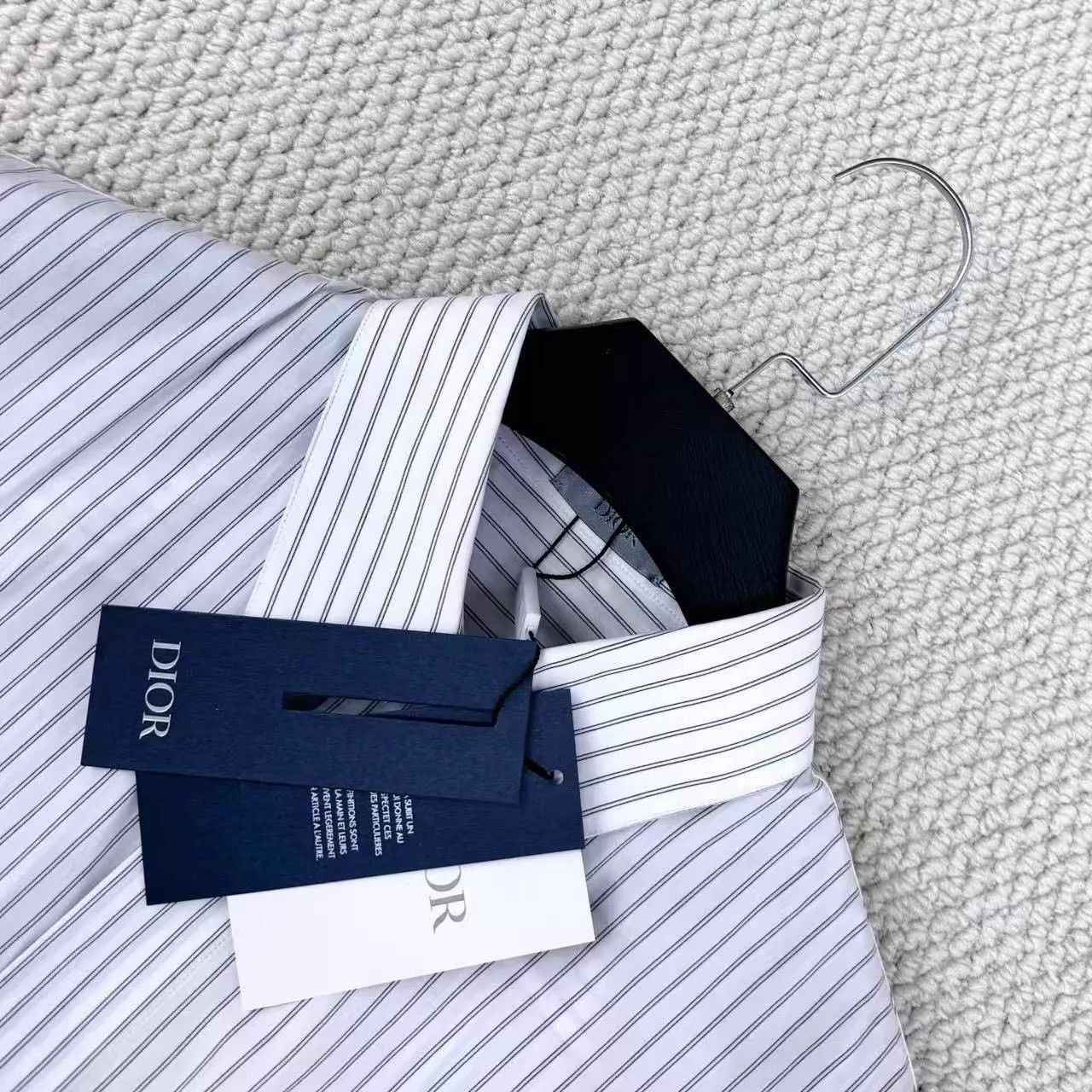 Dior Blue Striped Button-Up Shirt with Heart Patch Size US M / EU 48-50 / 2 - 3 Thumbnail