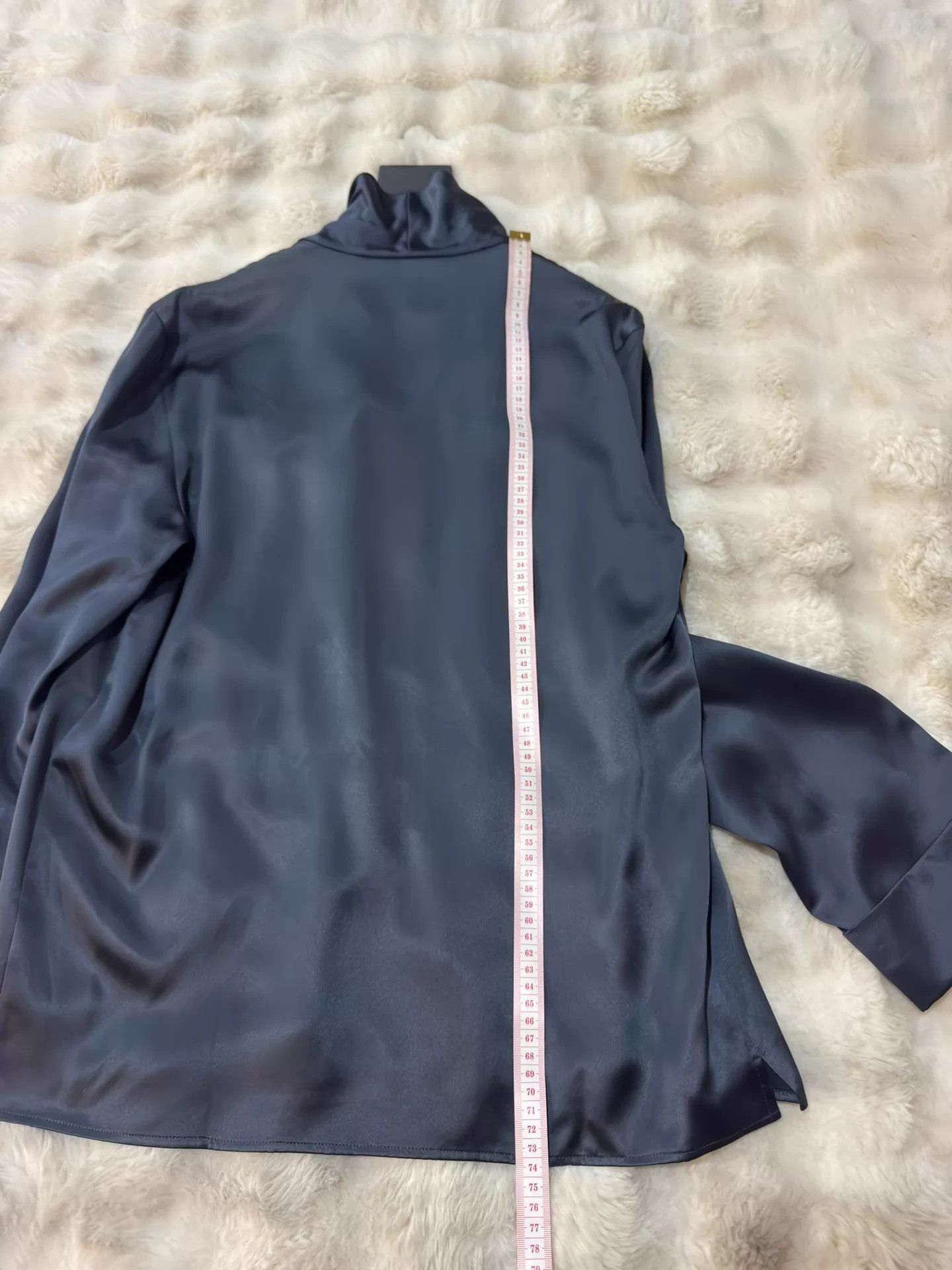 Saint Laurent Paris Blue Satin Bow-Front Long Sleeve Blouse Size US S / EU 44-46 / 1 - 9 Thumbnail