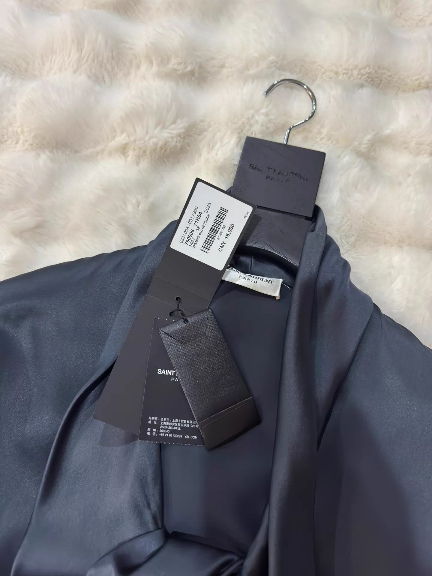 Saint Laurent Paris Blue Satin Bow-Front Long Sleeve Blouse Size US S / EU 44-46 / 1 - 5 Thumbnail