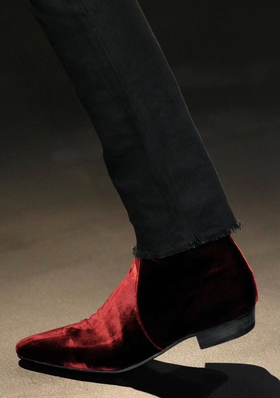 Saint Laurent Paris Red Velvet Ankle Boots Size 8 Size US 8 / EU 41 - 5 Thumbnail