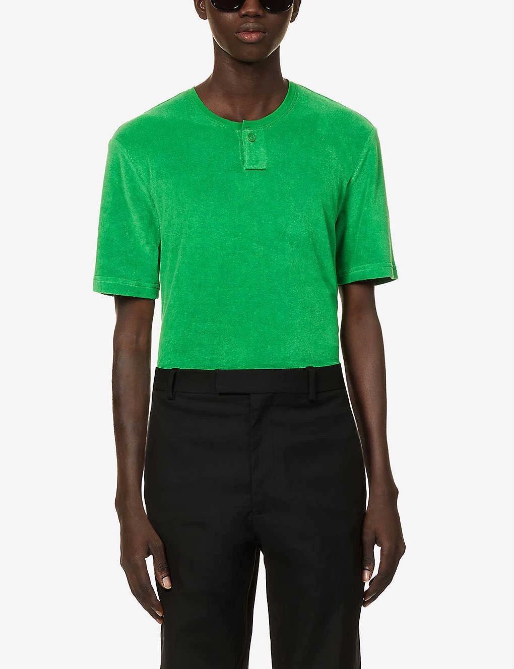 Bottega Veneta Green Short Sleeve Henley Shirt Size US M / EU 48-50 / 2 - 9 Thumbnail