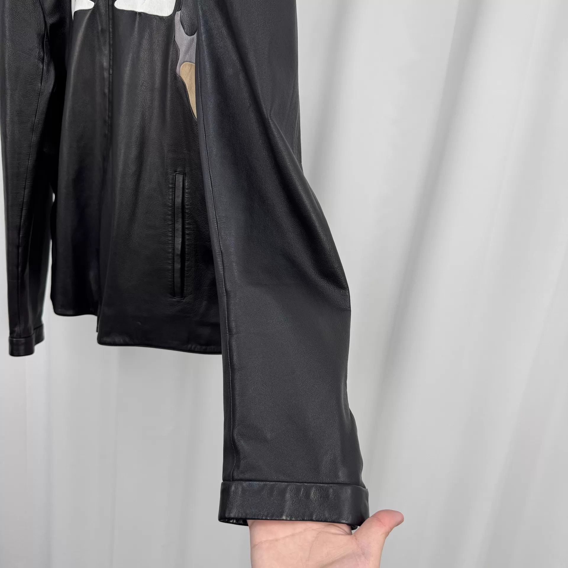 Fendi Black Leather Jacket with Camo and Eye Design Size US L / EU 52-54 / 3 - 4 Thumbnail