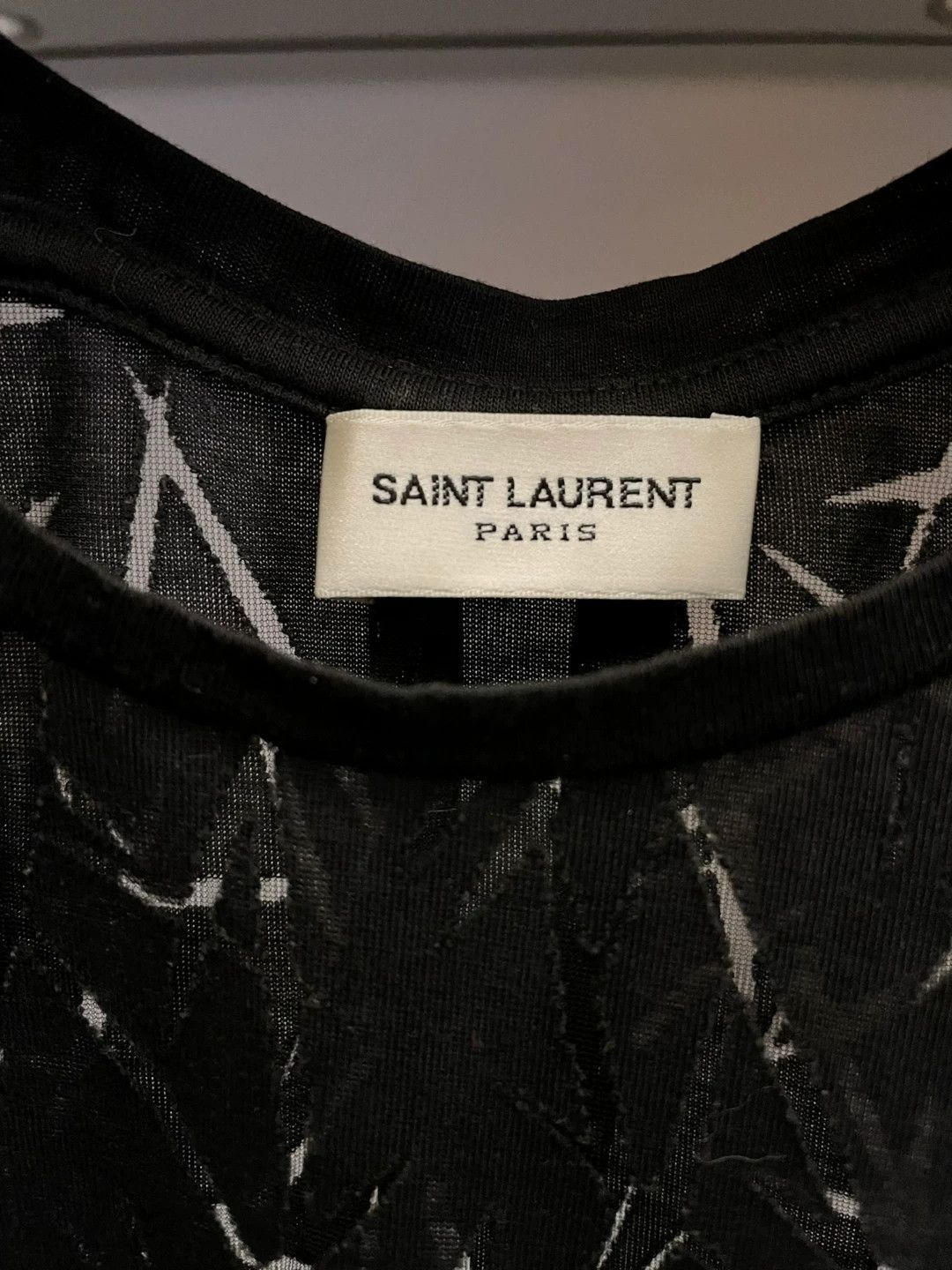Saint Laurent Paris Black Short Sleeve Shirt with Abstract Pattern Size US M / EU 48-50 / 2 - 5 Thumbnail