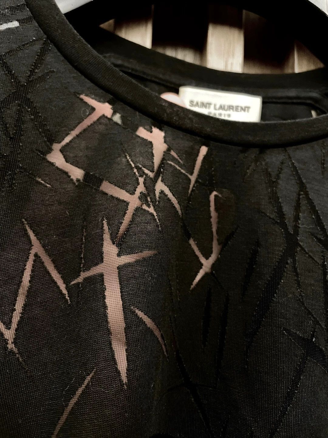Saint Laurent Paris Black Short Sleeve Shirt with Abstract Pattern Size US M / EU 48-50 / 2 - 4 Thumbnail