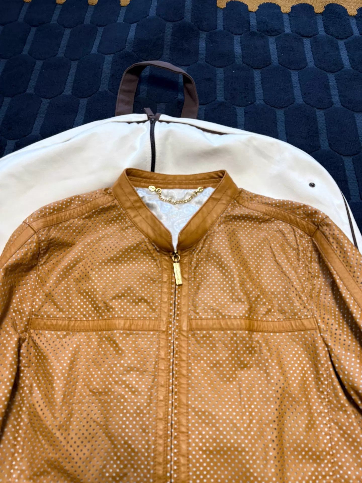 Hettabretz Beige Perforated Leather Jacket Size M Size US M / EU 48-50 / 2 - 3 Thumbnail