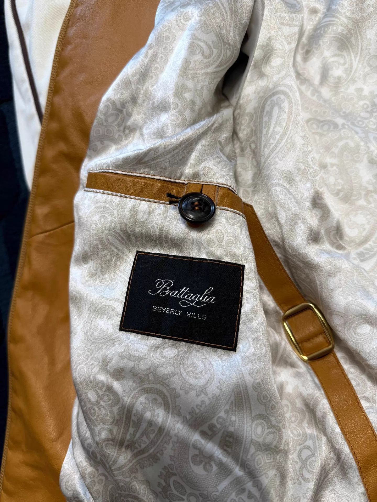 Hettabretz Beige Perforated Leather Jacket Size M Size US M / EU 48-50 / 2 - 5 Thumbnail