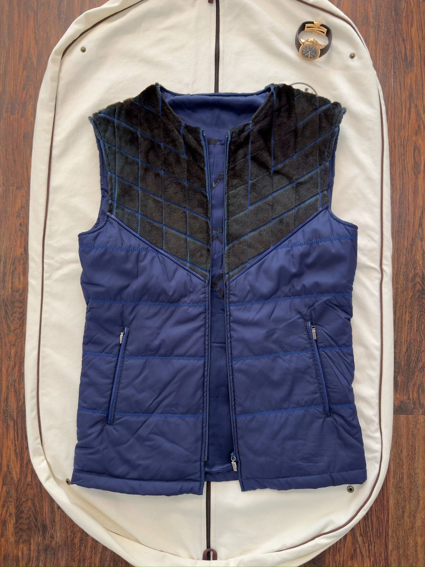 Zilli Blue Quilted Hooded Jacket Size M Size US M / EU 48-50 / 2 - 5 Thumbnail