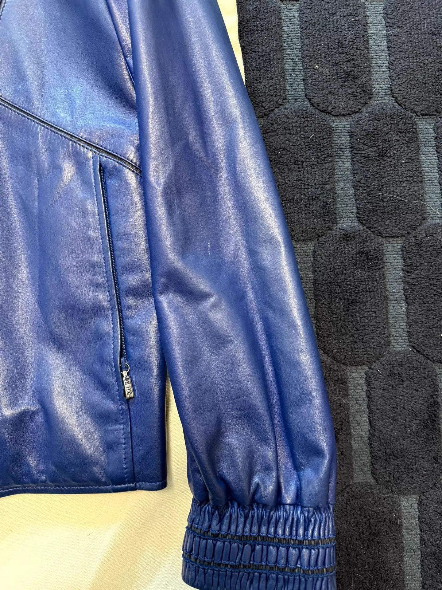Zilli Blue Leather Jacket with Button Front - Size M Size US M / EU 48-50 / 2 - 8 Thumbnail