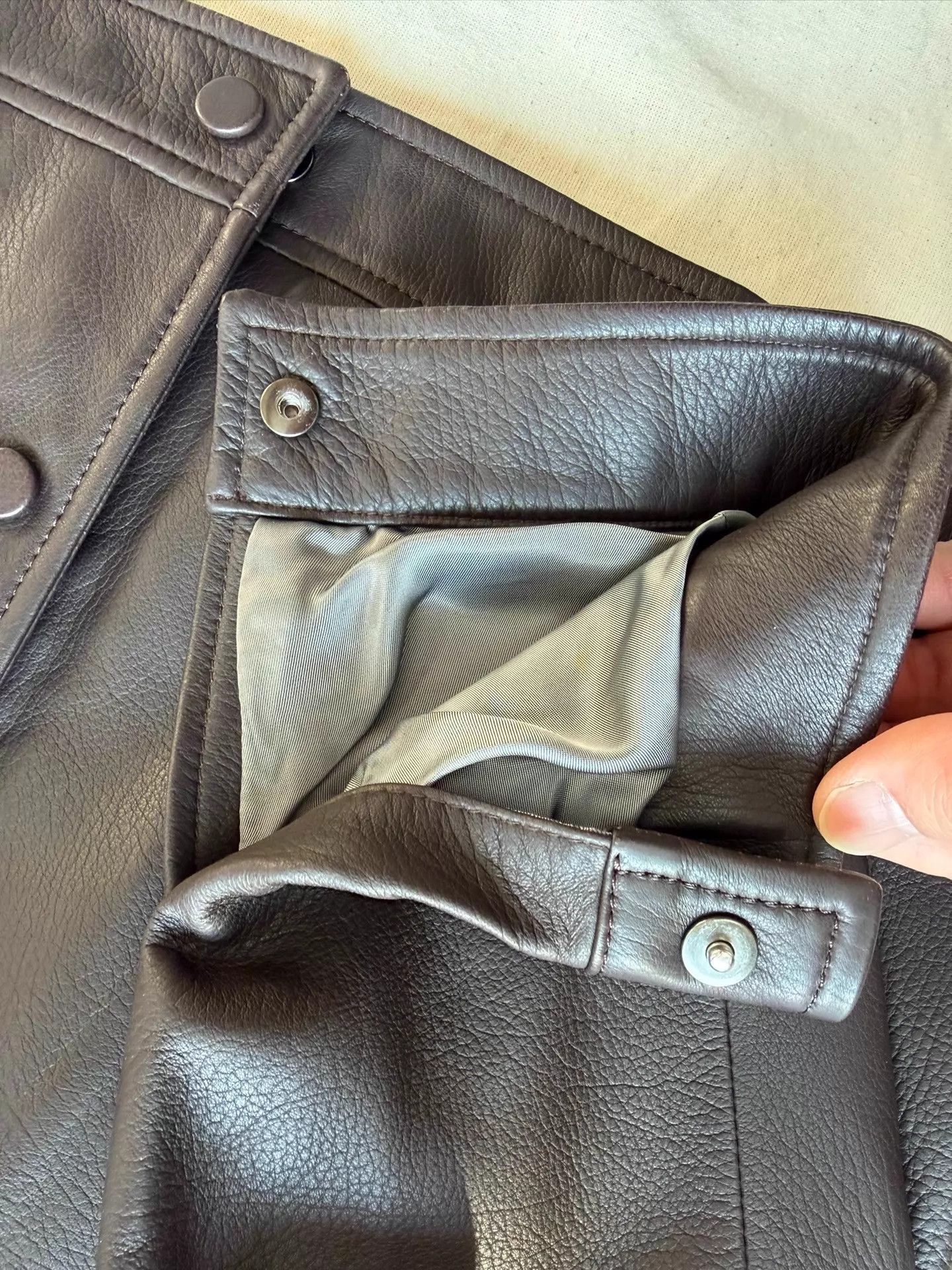 Cesare Attolini Black Leather Jacket with Button Front - Size M Size US M / EU 48-50 / 2 - 6 Thumbnail