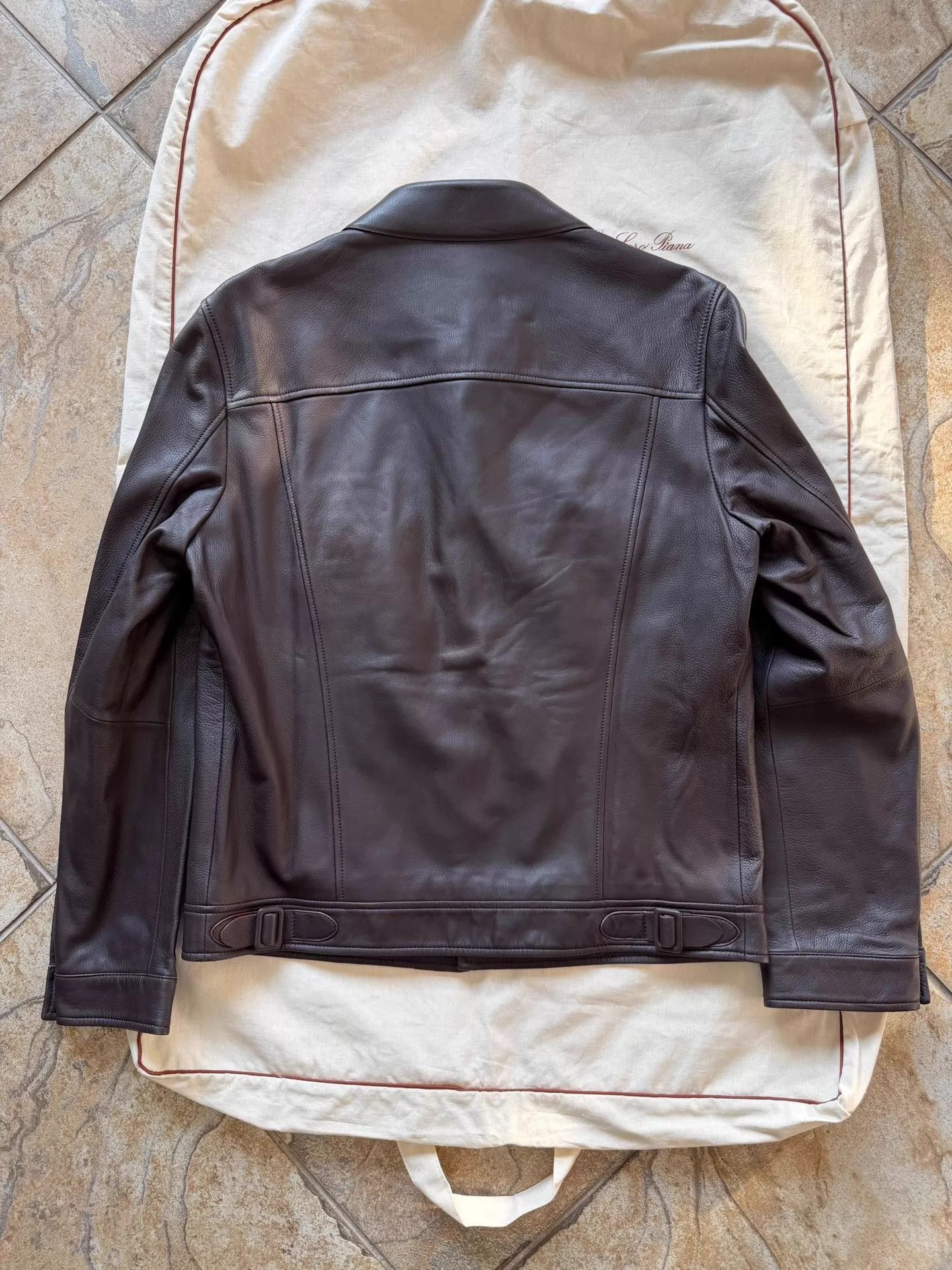 Cesare Attolini Black Leather Jacket with Button Front - Size M Size US M / EU 48-50 / 2 - 2 Thumbnail