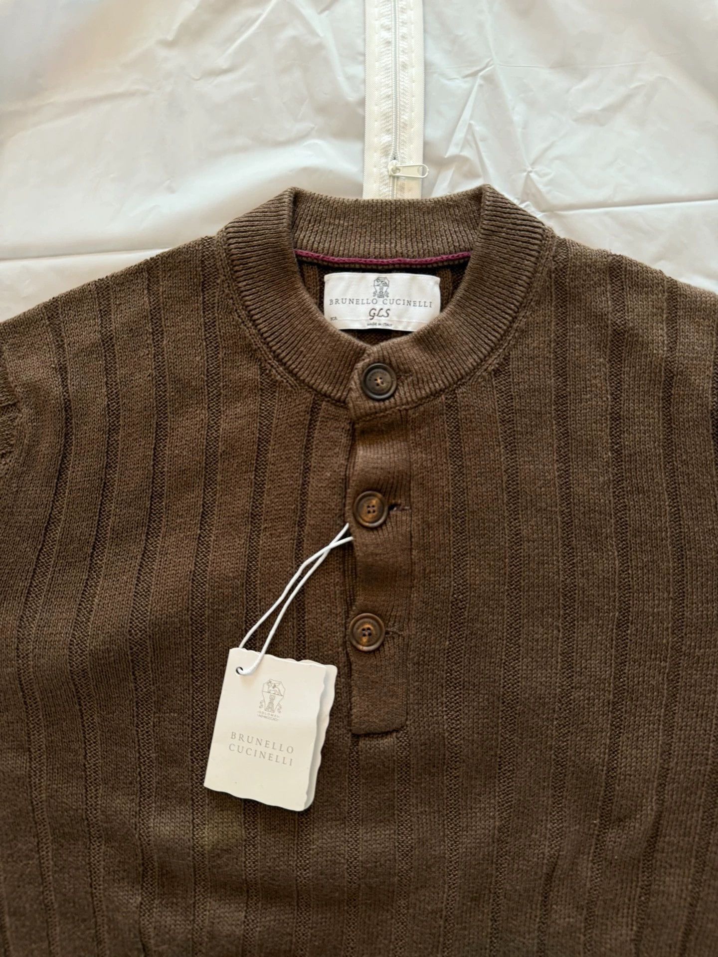 Brunello Cucinelli Brown Button-Front Ribbed Sweater Size L Size US L / EU 52-54 / 3 - 3 Thumbnail