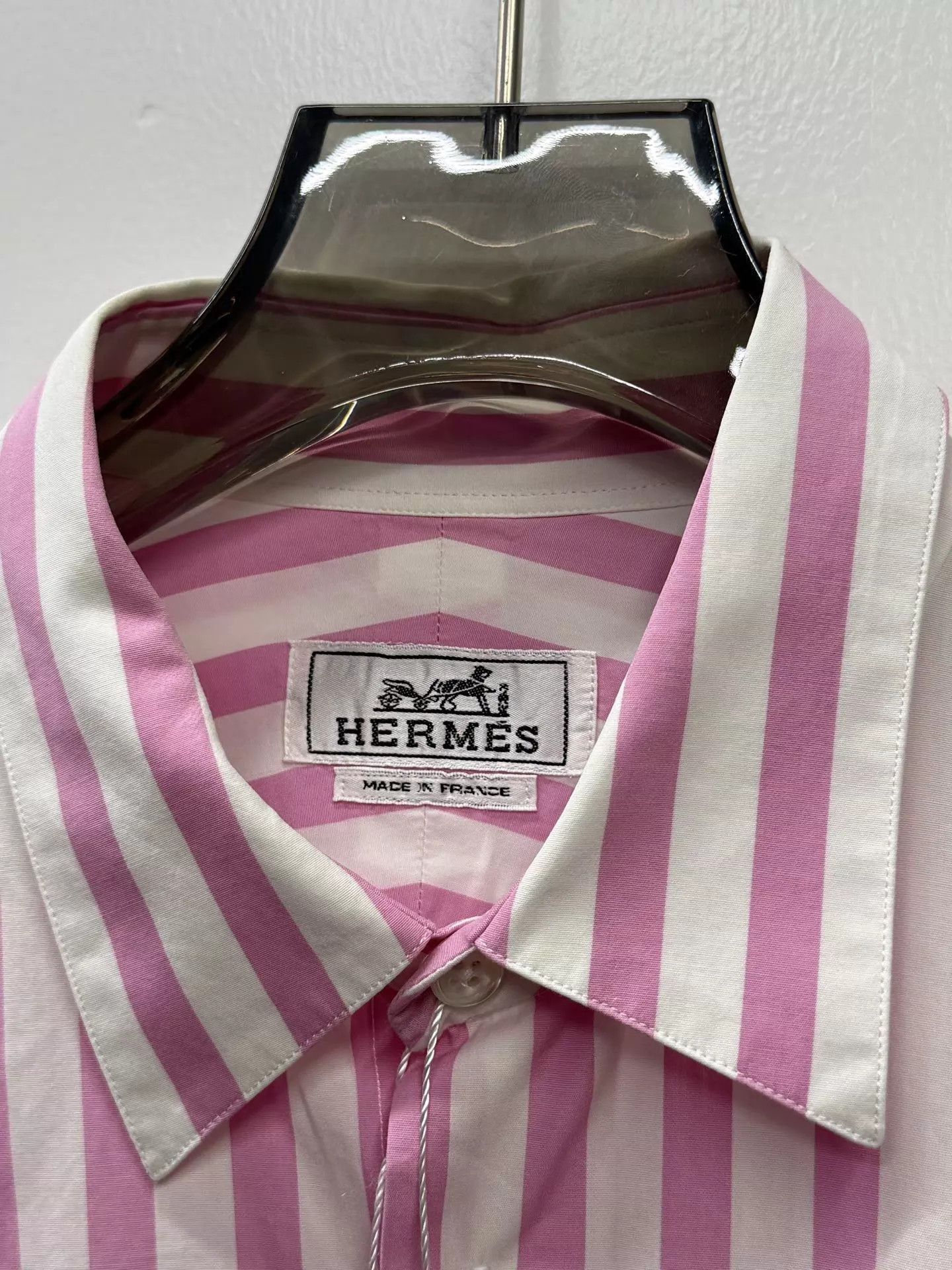 Hermes Pink and White Striped Long Sleeve Button-Up Shirt Size US M / EU 48-50 / 2 - 2 Thumbnail