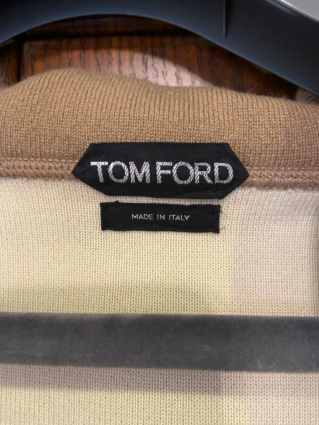 Tom Ford Beige Zip-Up Hoodie with Contrast Panels Size US M / EU 48-50 / 2 - 5 Thumbnail