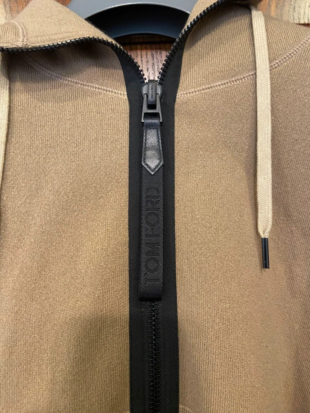 Tom Ford Beige Zip-Up Hoodie with Contrast Panels Size US M / EU 48-50 / 2 - 3 Thumbnail