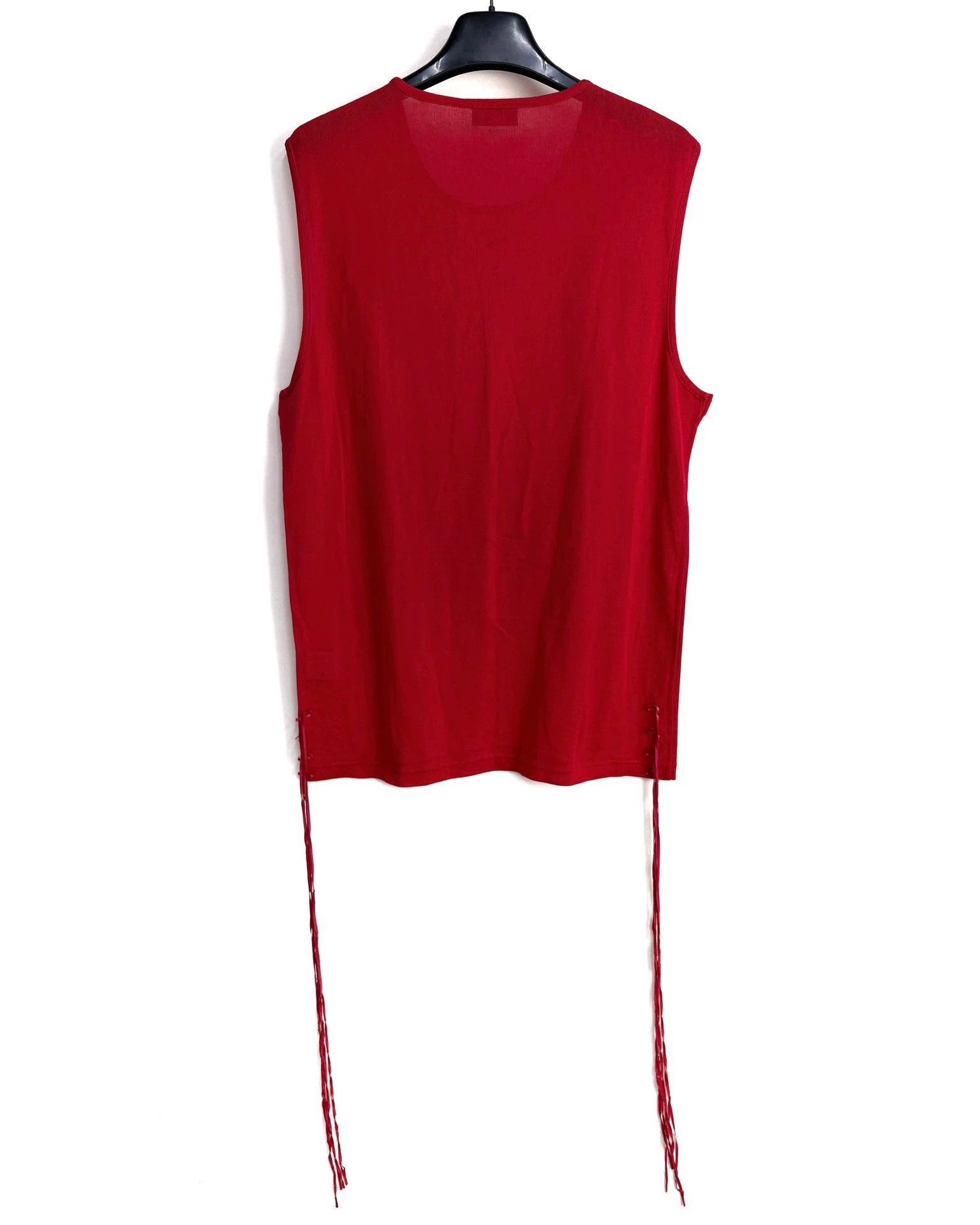 Dior Red Sleeveless Top with Side Tassel Details Size US S / EU 44-46 / 1 - 2 Thumbnail