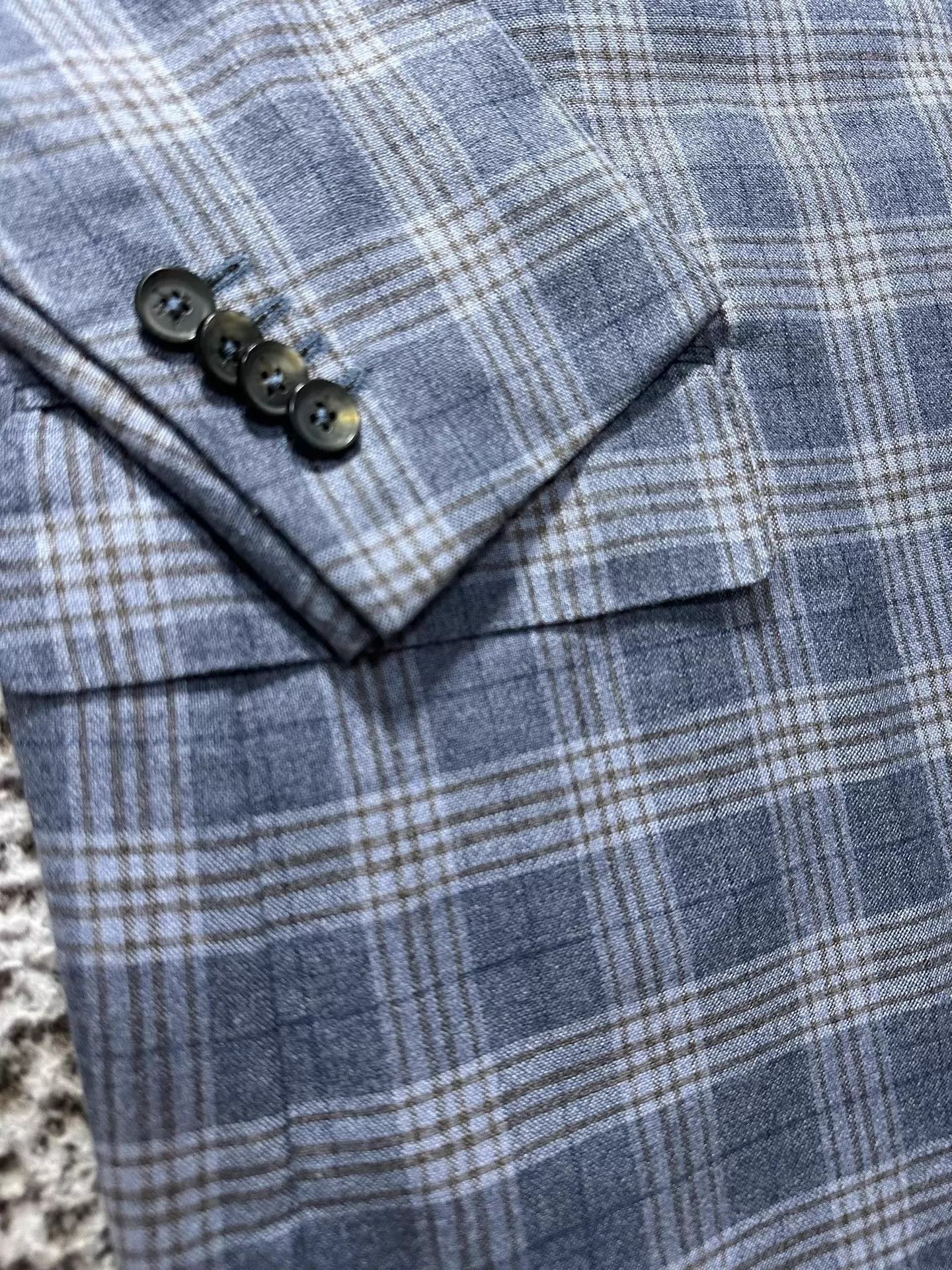 Isaia Blue Plaid Light Jacket - Size L Size US L / EU 52-54 / 3 - 3 Thumbnail