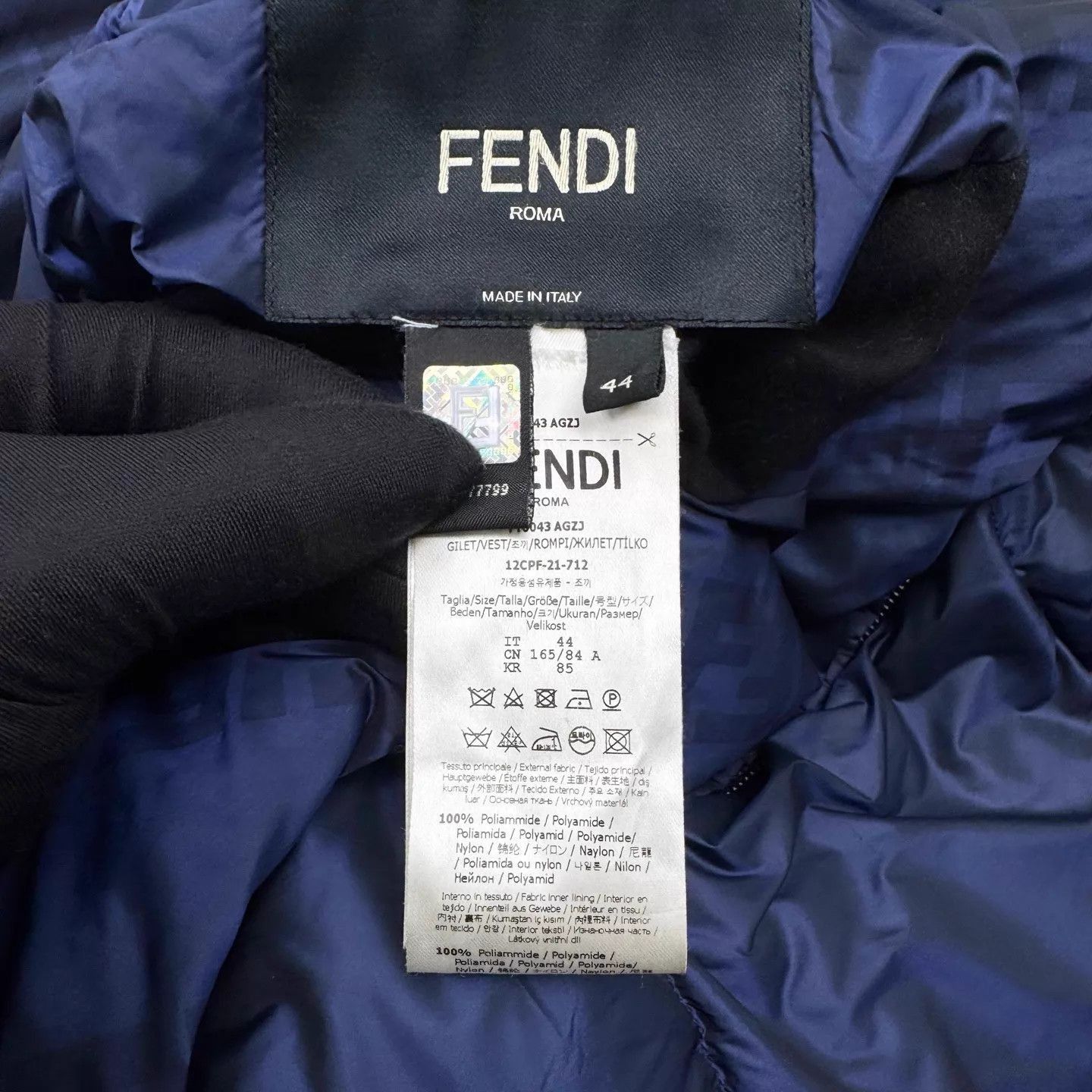 Fendi Blue Puffer Vest with Zip Closure Size US S / EU 44-46 / 1 - 6 Thumbnail