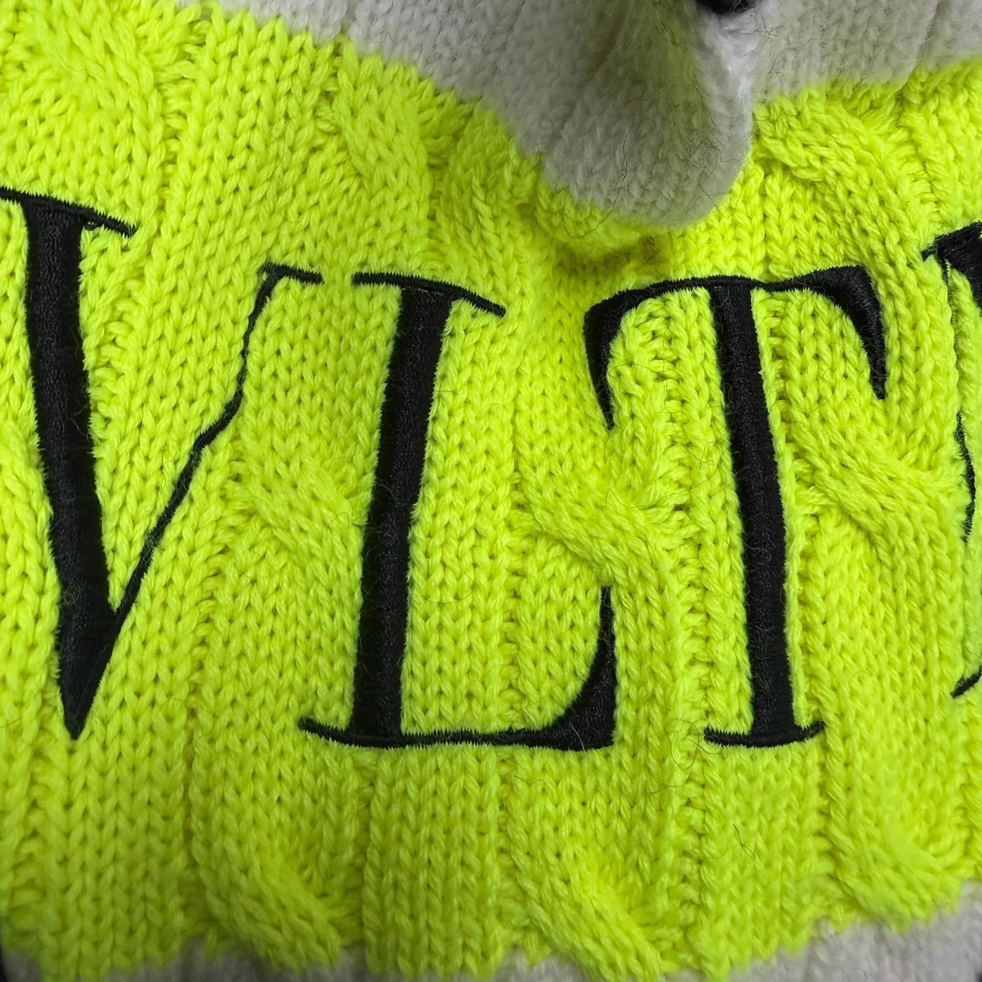 Valentino Black Cable Knit Cardigan with Neon Yellow Trim - M Size US M / EU 48-50 / 2 - 3 Thumbnail
