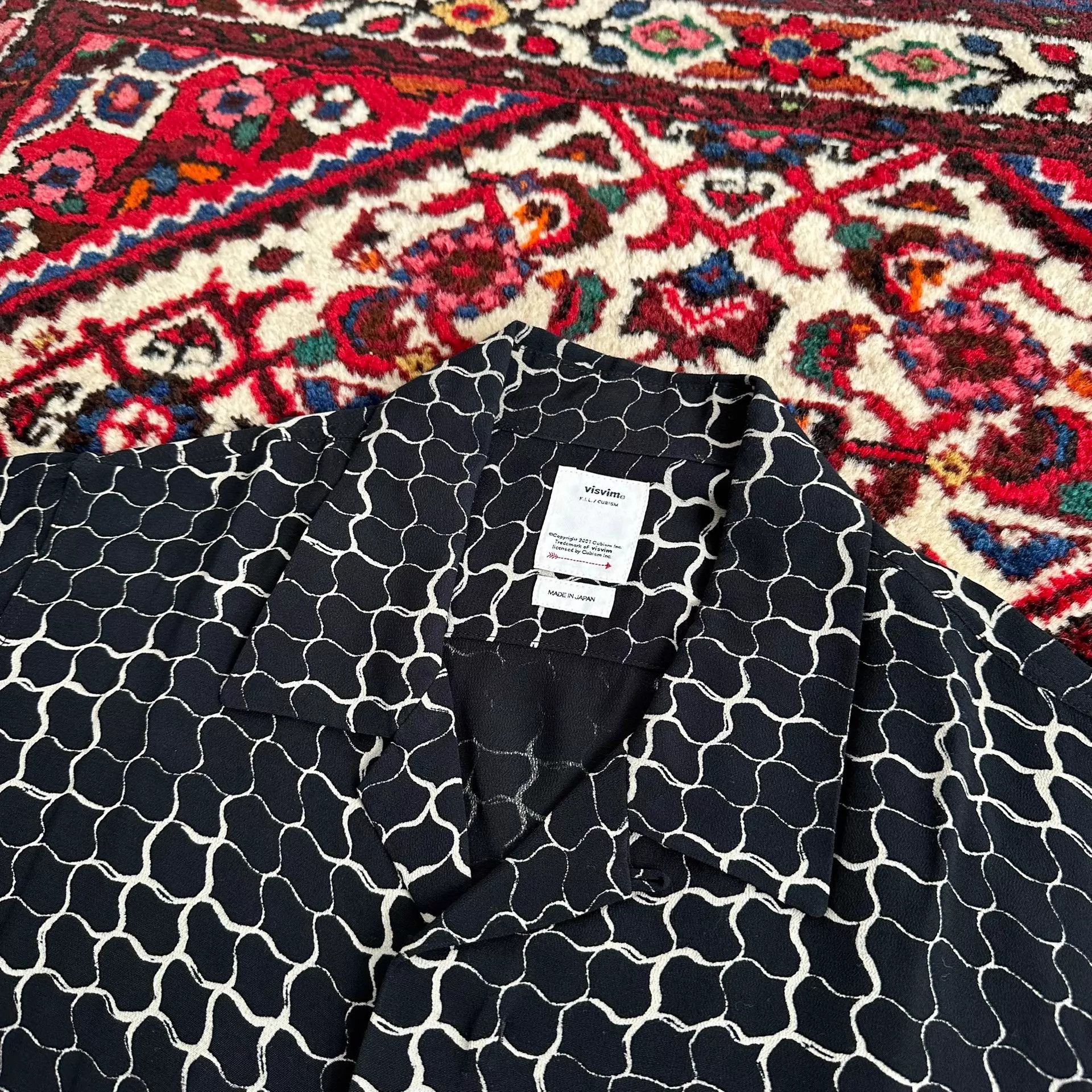Visvim Black Patterned Short Sleeve Button-Up Shirt Size US S / EU 44-46 / 1 - 5 Thumbnail