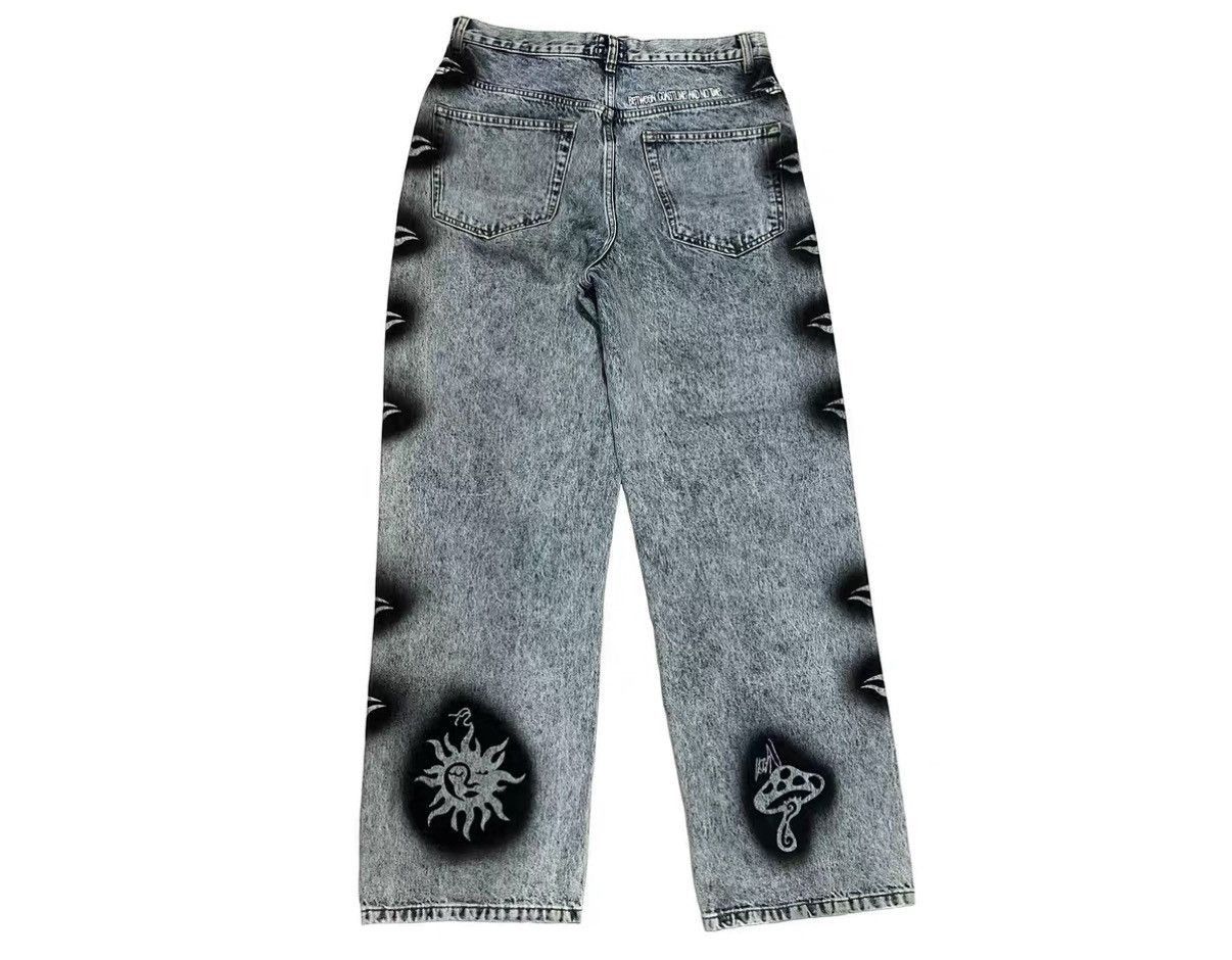 Dries Van Noten Blue Denim Jeans w/ Flame & Symbol Prints Size 32 Size US 32 / EU 48 - 2 Thumbnail