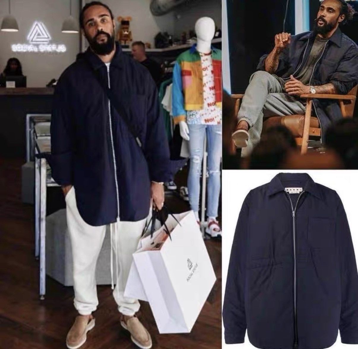Marni Blue Zip-Front Jacket with Collar and Pocket Size US M / EU 48-50 / 2 - 7 Thumbnail