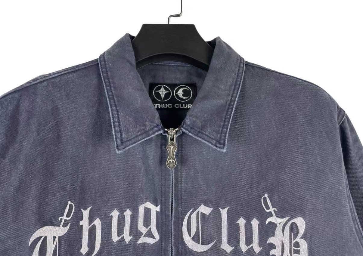 Thug Club Blue Denim Jacket with Embroidered Text Size US M / EU 48-50 / 2 - 3 Thumbnail