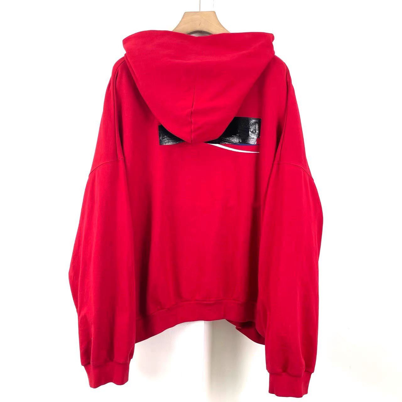 Balenciaga Red Oversized Hoodie with Front Pocket Size US M / EU 48-50 / 2 - 2 Thumbnail